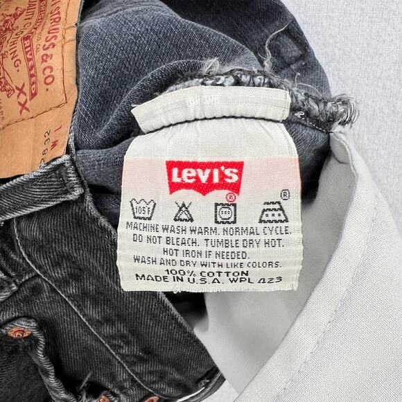 LEVIS Vintage 501 Jeans Womens 28 x 32 Black High Rise Button Fly 1990s Y2K - Picture 10 of 15